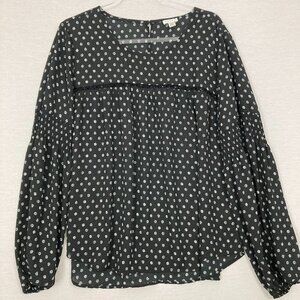 Spense Black White Polka Dot Puff Long Sleeve Blouse size XL
